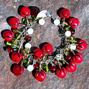 STERLING SLIVER & Glass Beads Strawberry Fields Bracelet